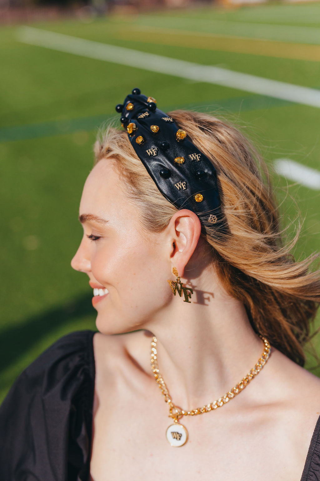 Gold Wake Forest Logo Earring with BC Logo