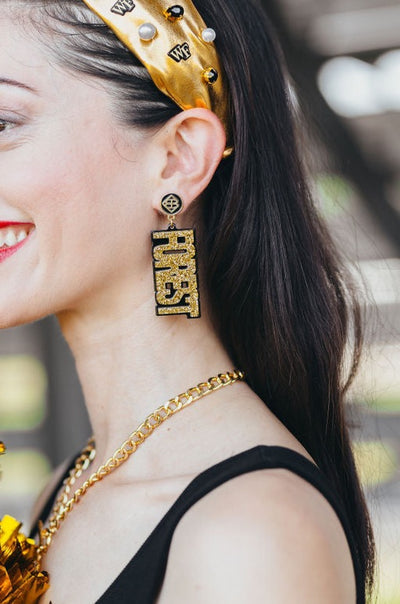 Wake Forest Gold Glitter & Black WAKE FOREST Earring