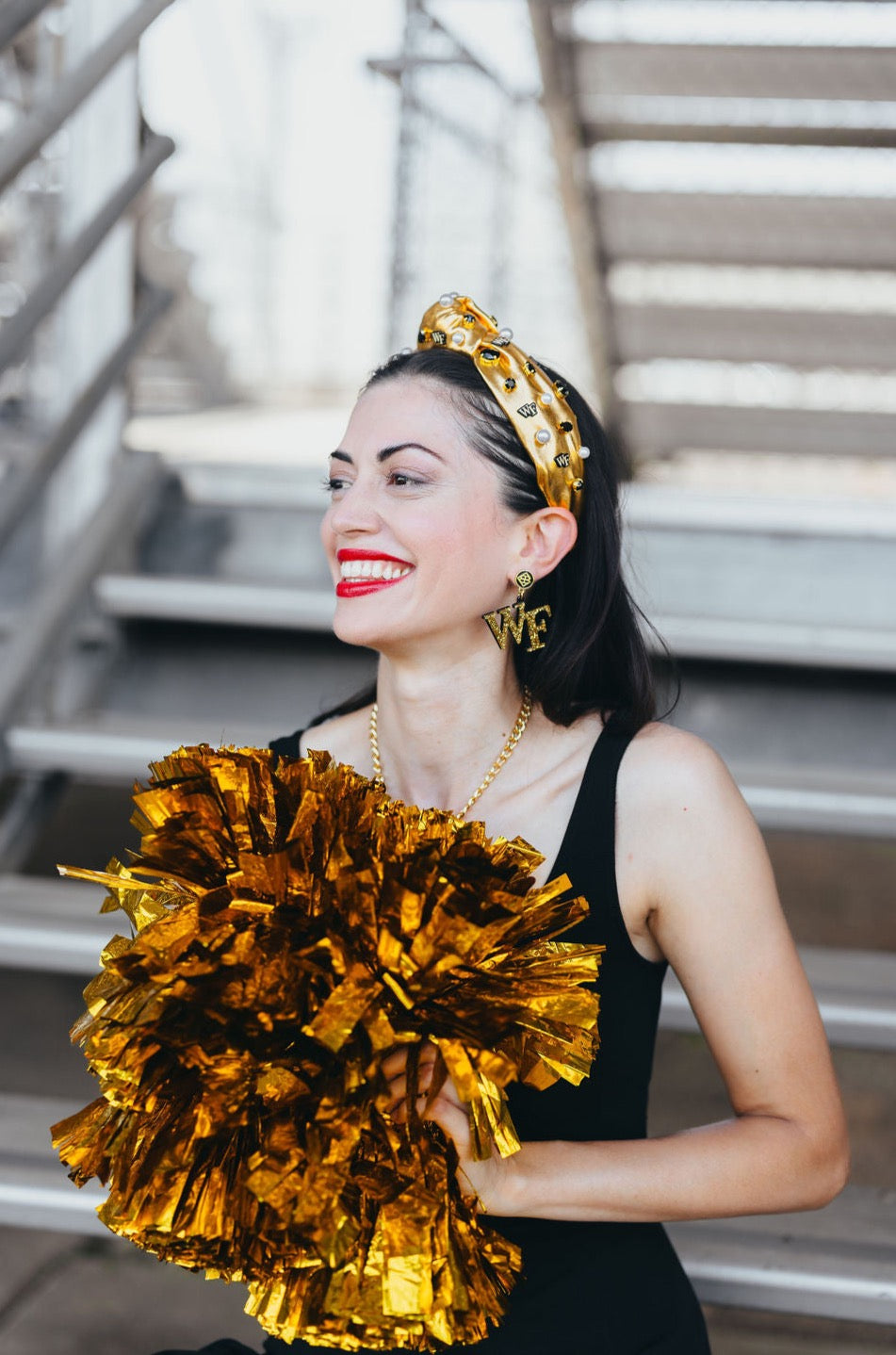 Wake Forest Gold Glitter Logo Earrings