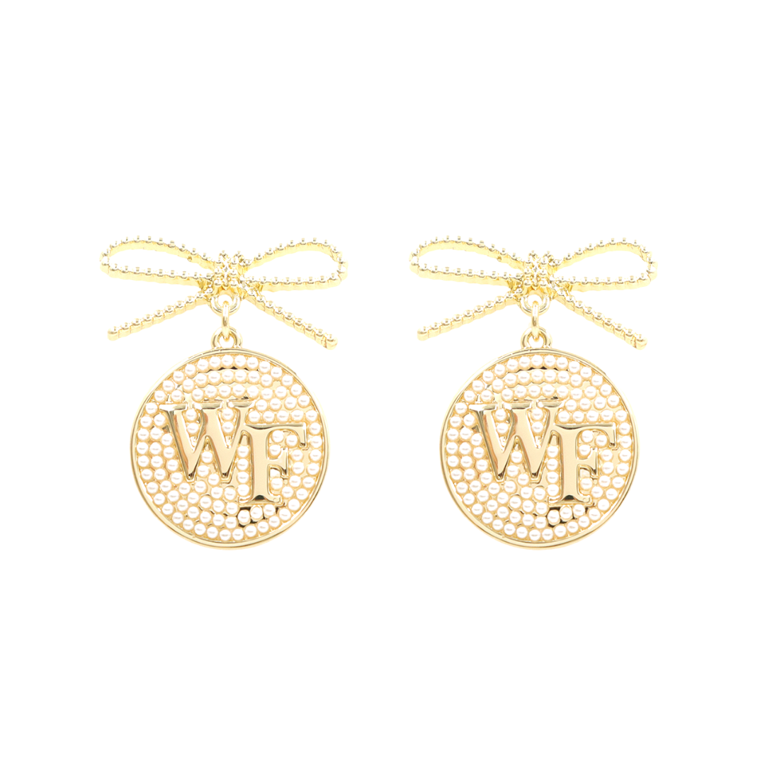 Wake Forest Logo Pearl Medallion Earring