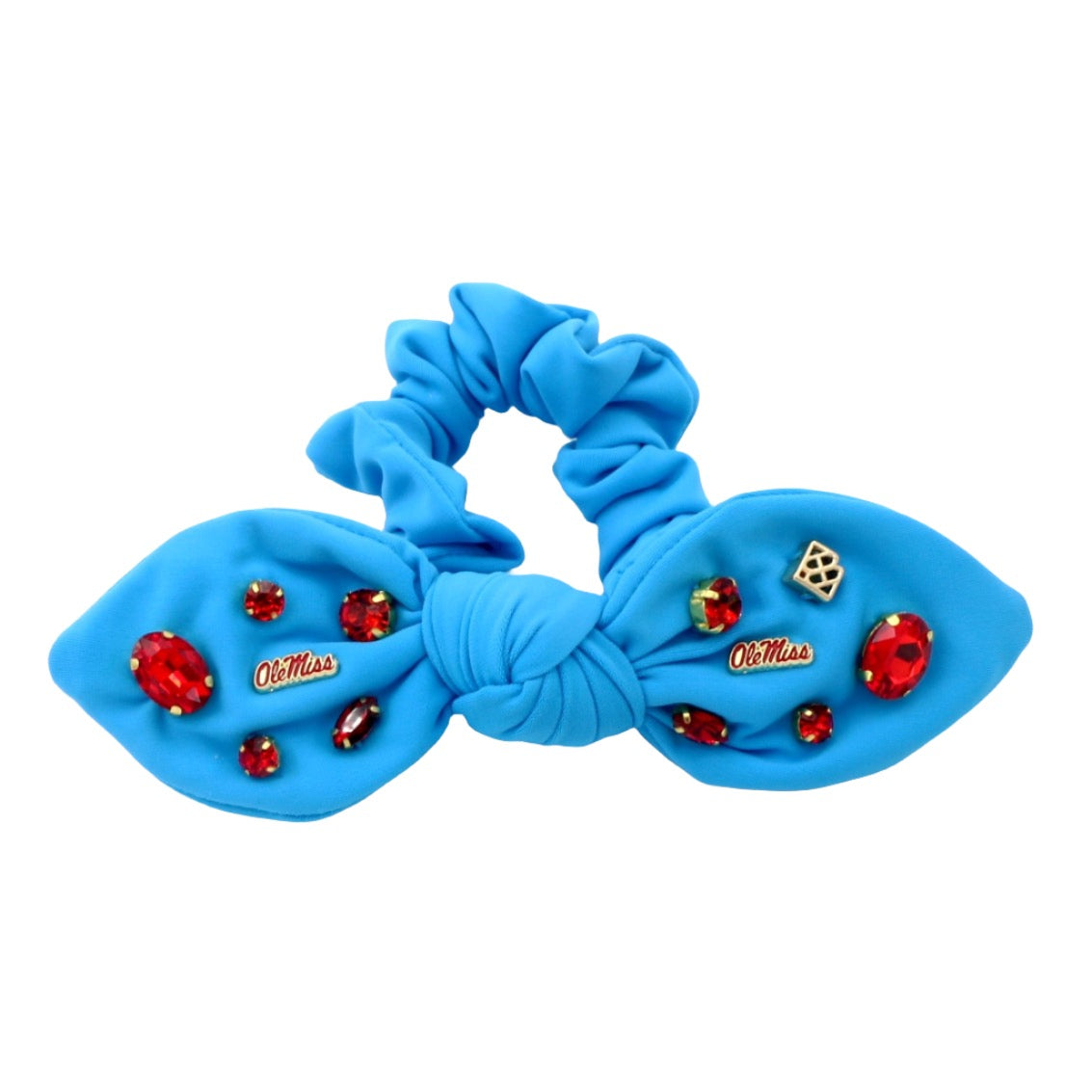 Ole Miss  Powder Blue Logo Bow Scrunchie