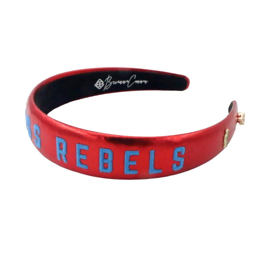 Ole Miss  Red Thin Embroidered Headband