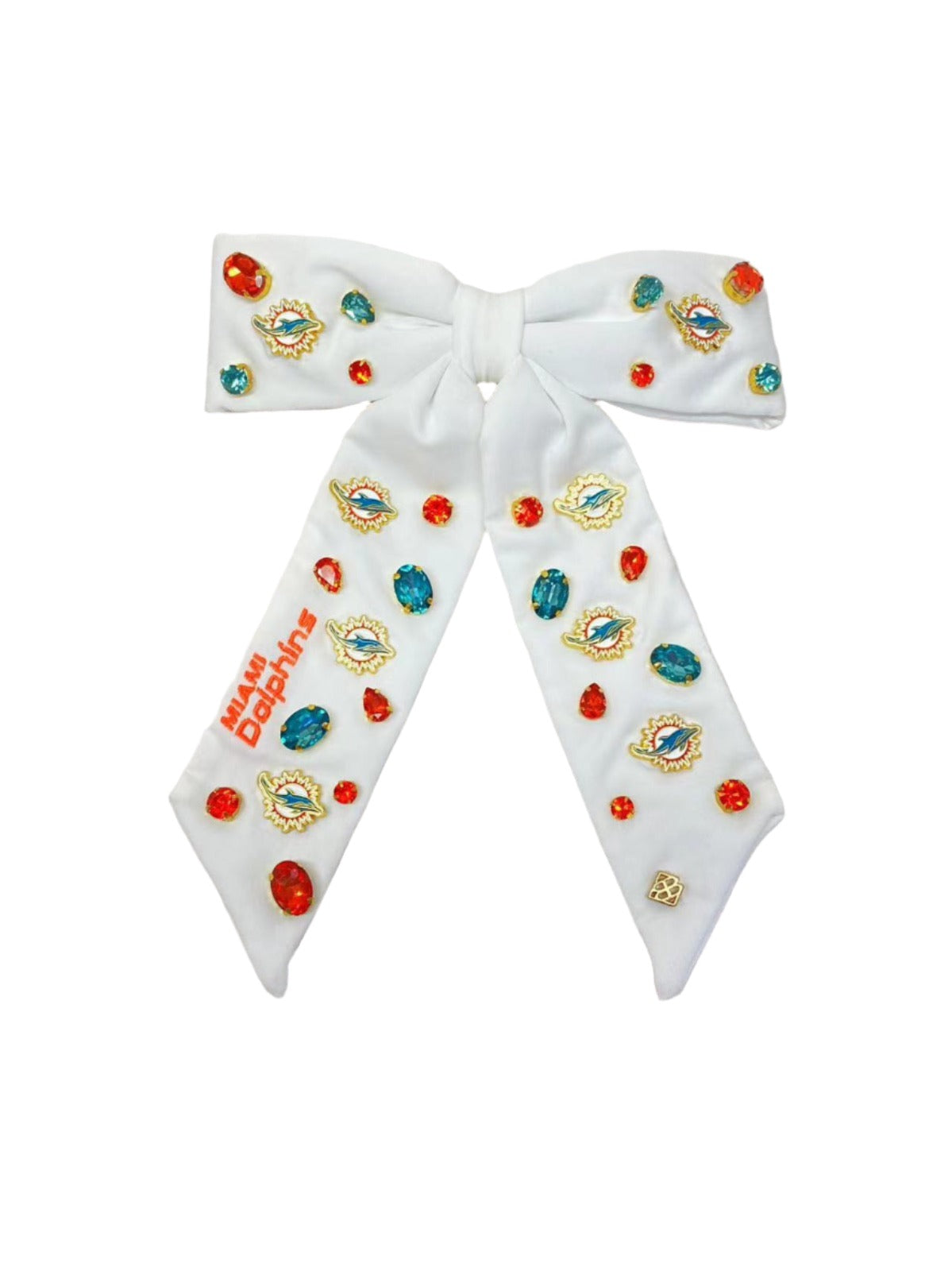 Miami Dolphins White Bow Barrette