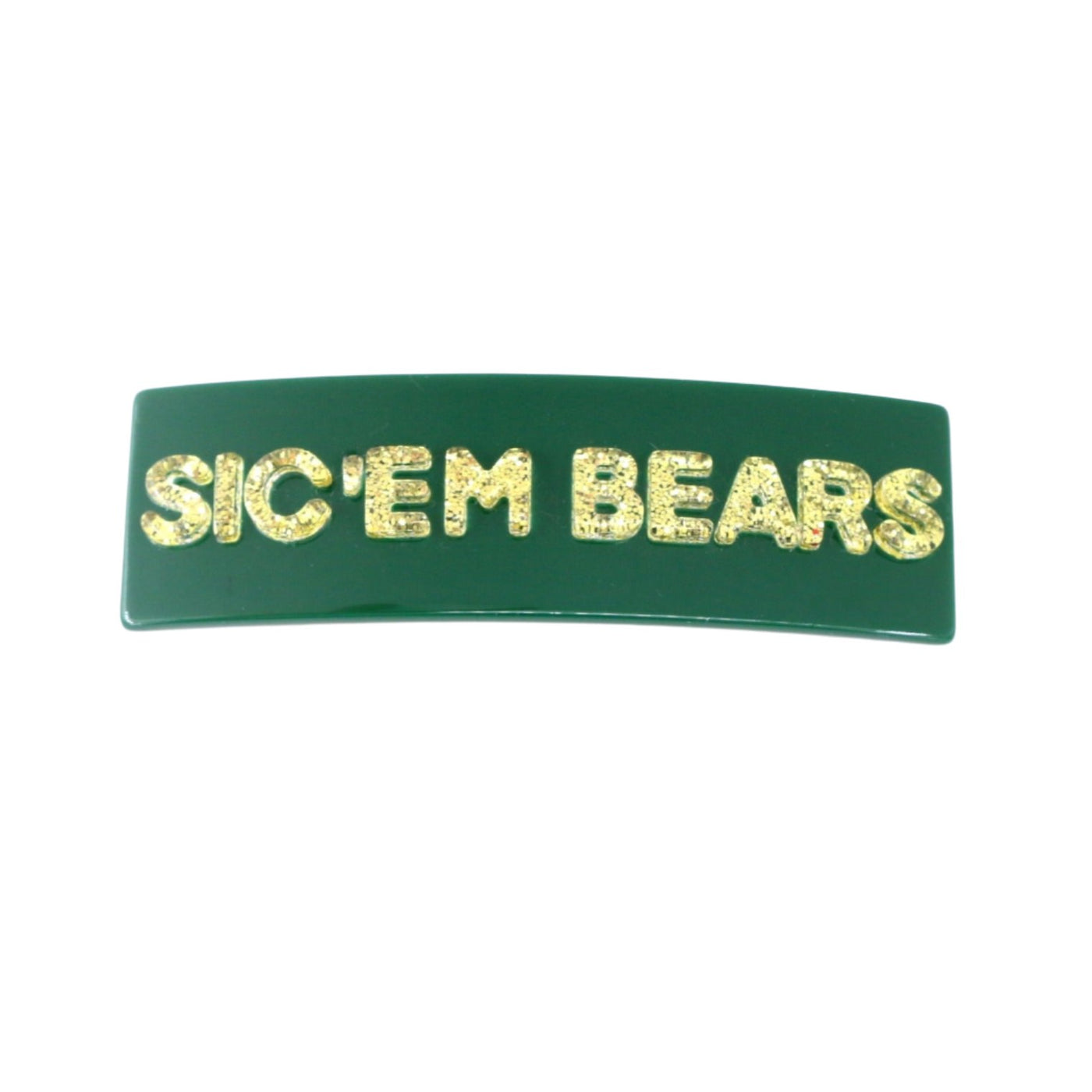 Baylor Green SIC'EM BEARS Rectangle Barrette Clip