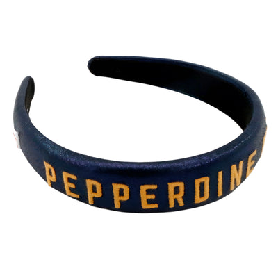 Pepperdine Navy Thin Embroidered Headband