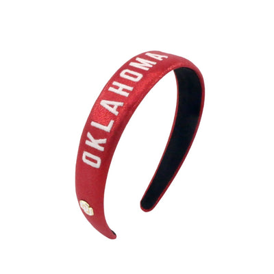 Oklahoma Crimson Thin Embroidered Headband