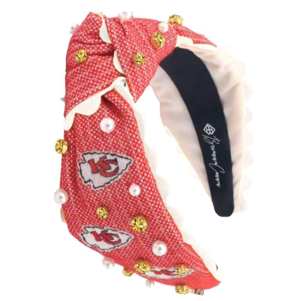 Brianna Cannon Kansas City Chiefs Headband & Earrings Set.  New!! Brianna Cannon Kansas City Chiefs Bow Barrette | Connecticut  main image 4