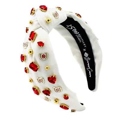 Limited Edition 150th Anniversary Kentucky Derby White Headband with Logo and Crystals