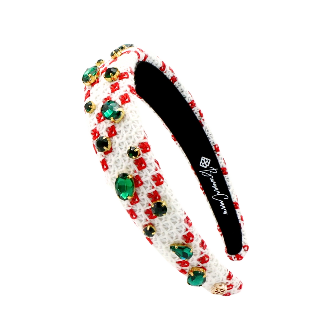 Thin White & Red Knit Winter Headband - Christmas Headband  display picture 2