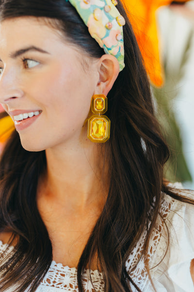 Yellow Crystal Drop Earrings