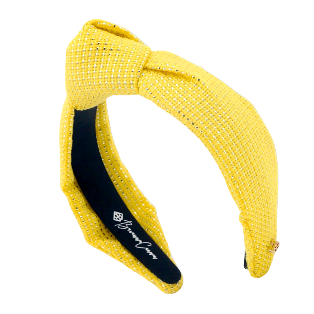 Adult Size Solid Tweed and Gold Headband in Yellow