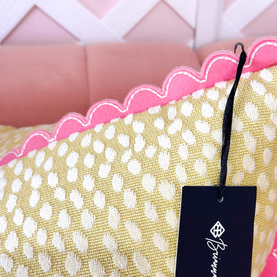 Thibaut Designer Pillow Cover - Spot On in Citron with Pink Pippa Trim
