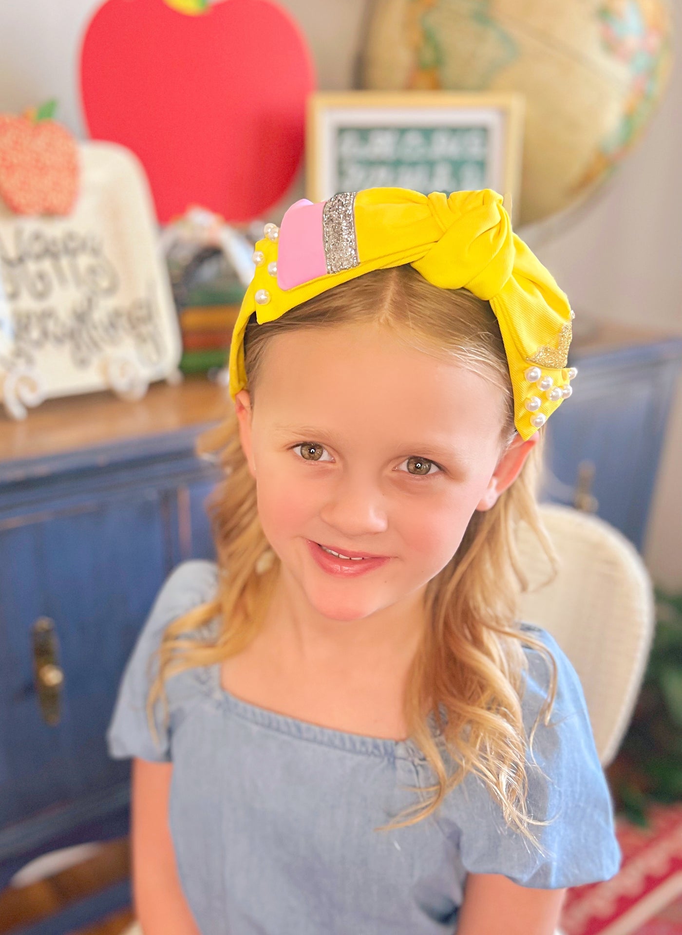 Child Size Pencil Side Bow Headband