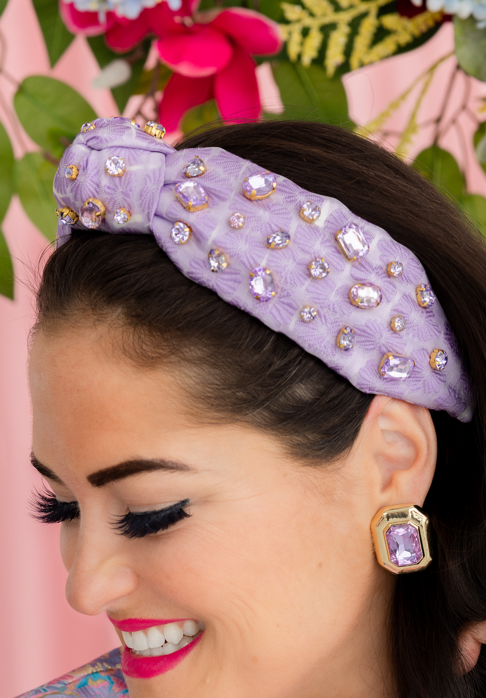 Adult Size Lavender Textured Headband with Crystals