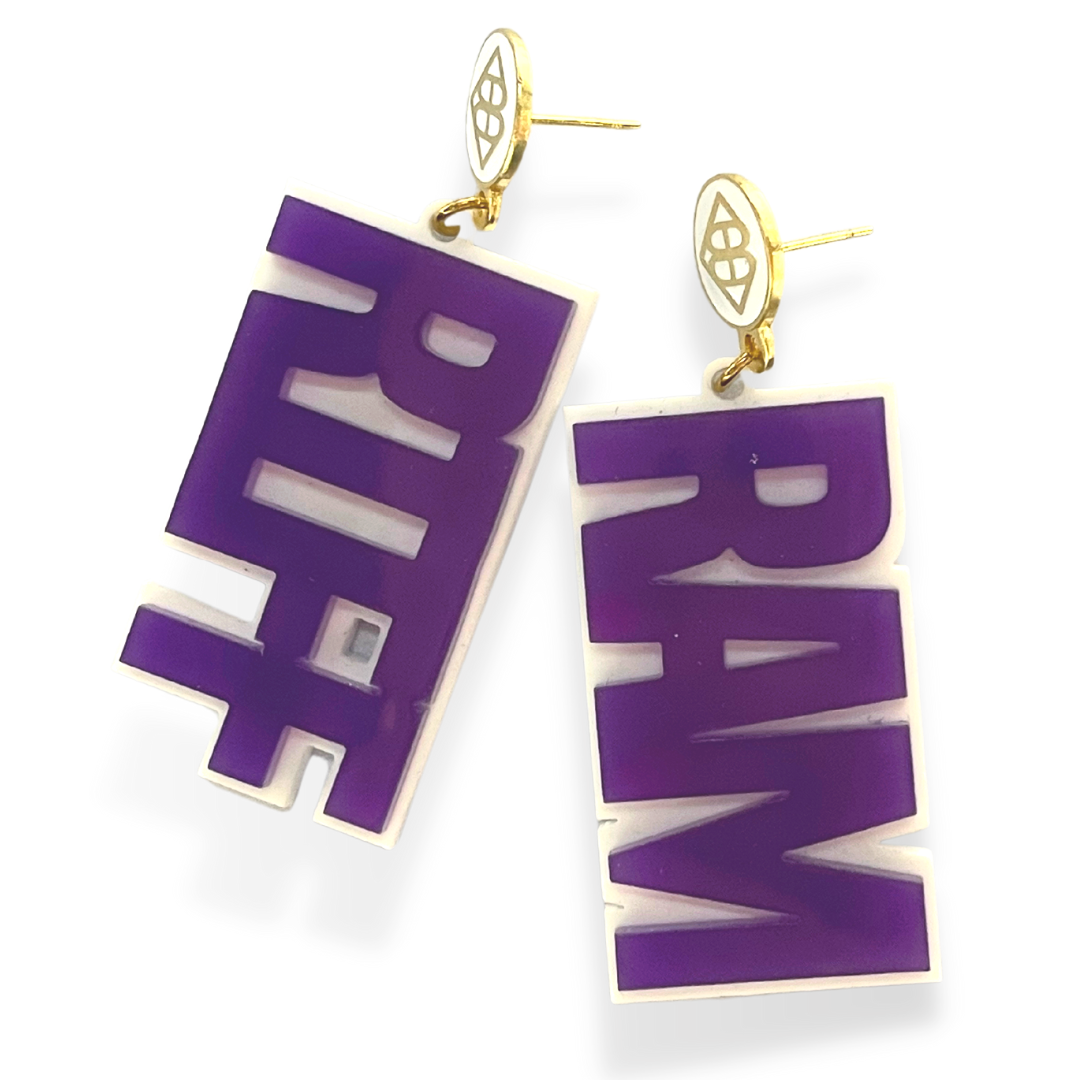 Purple and White RIFF RAM Earrings