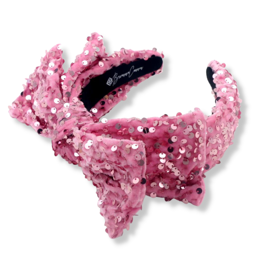 Adult Size Pink Sequin Side Bow Headband