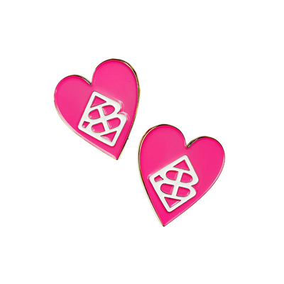 Pink and White Logo Heart Large Studs