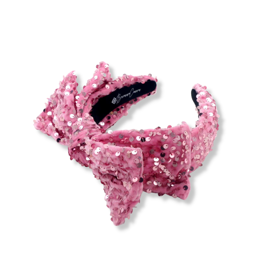 Child Size Pink Sequin Side Bow Headband