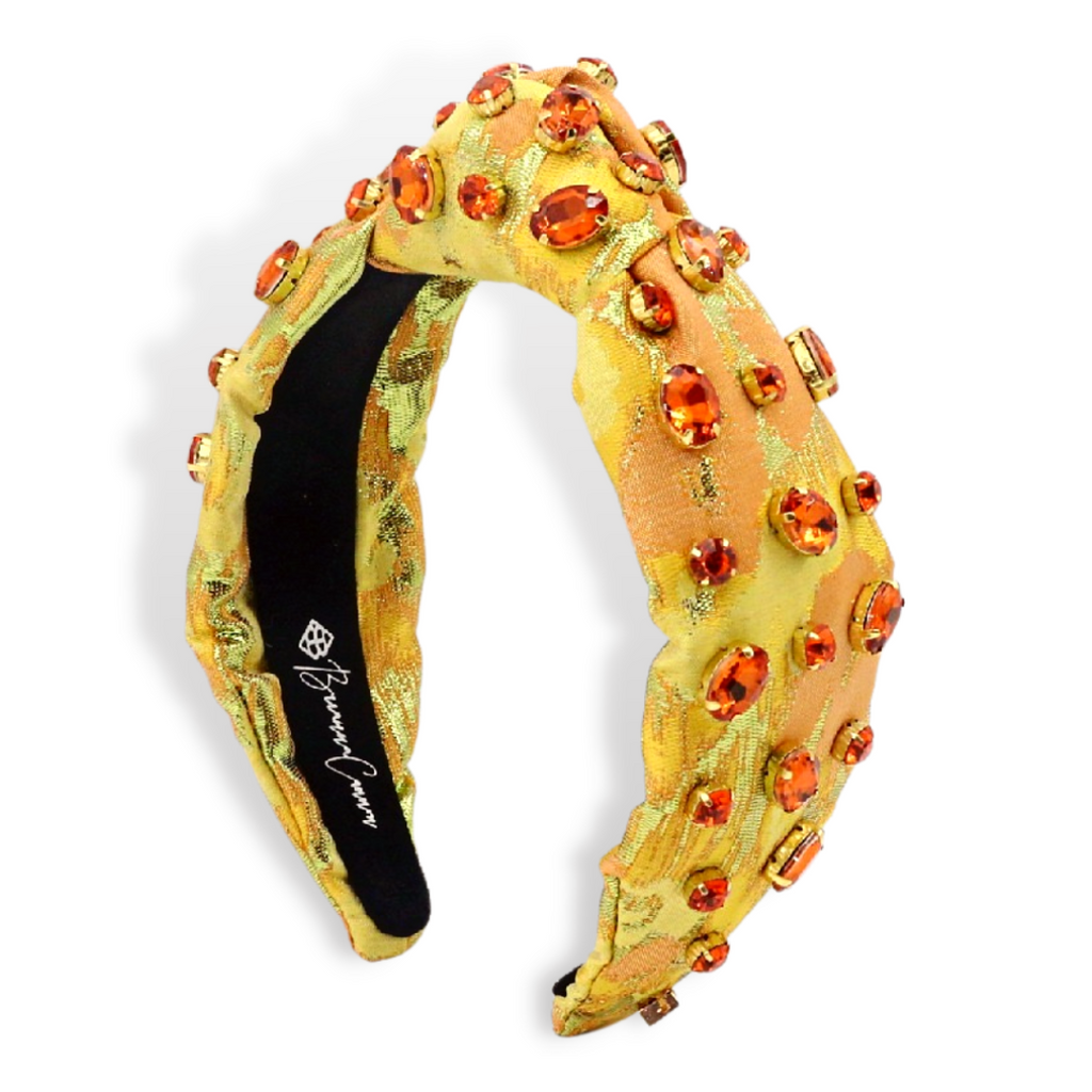 Yellow Metallic Headband w/Orange Crystals – Brianna Cannon