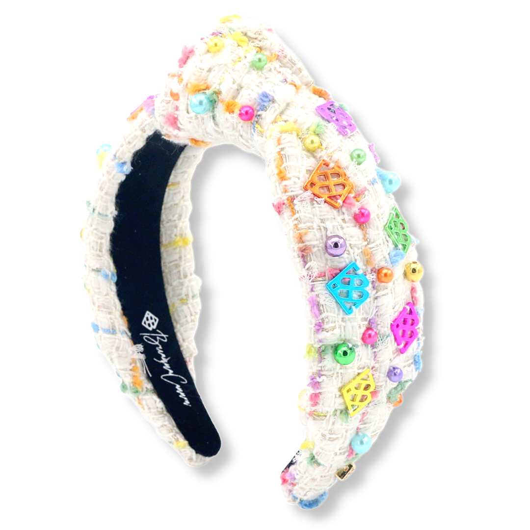 Rainbow Tweed Headband with BC Logo Charms and Beads