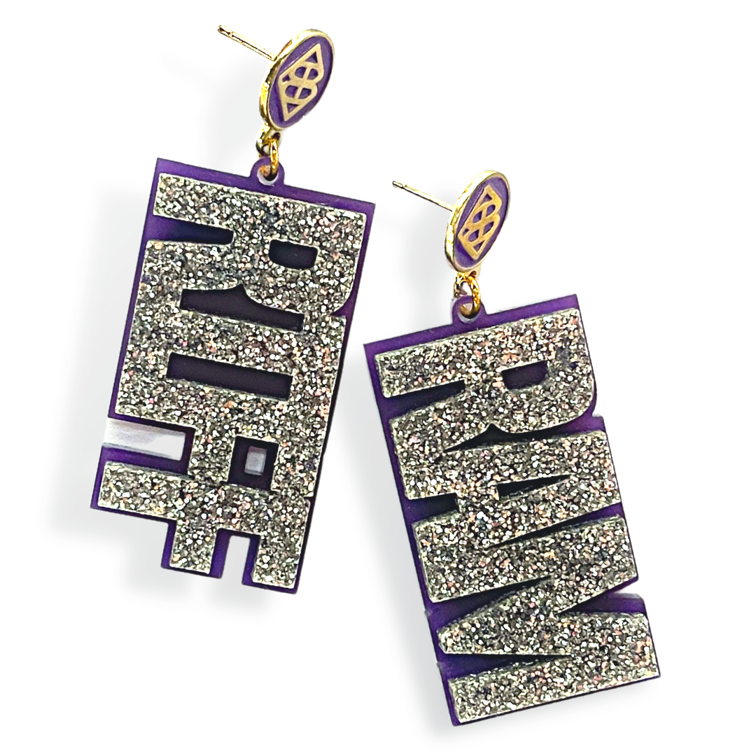 Silver Glitter and Purple RIFF RAM Earrings