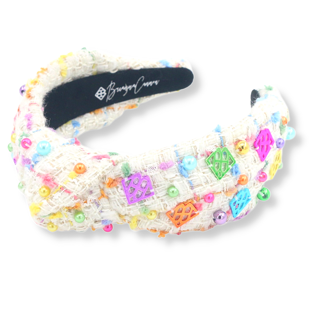 Rainbow Tweed Headband with BC Logo Charms and Beads