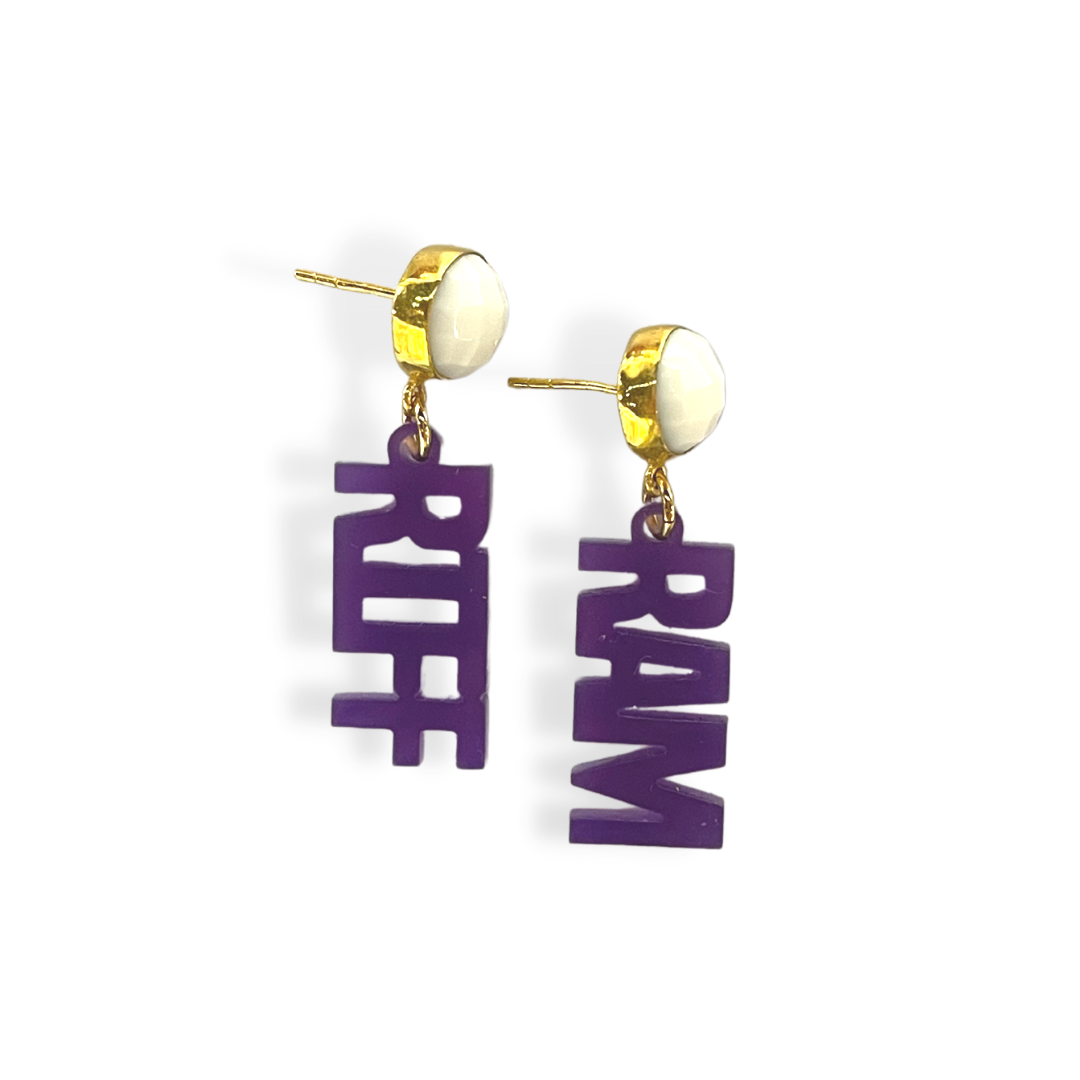 Mini Purple RIFF RAM Earrings