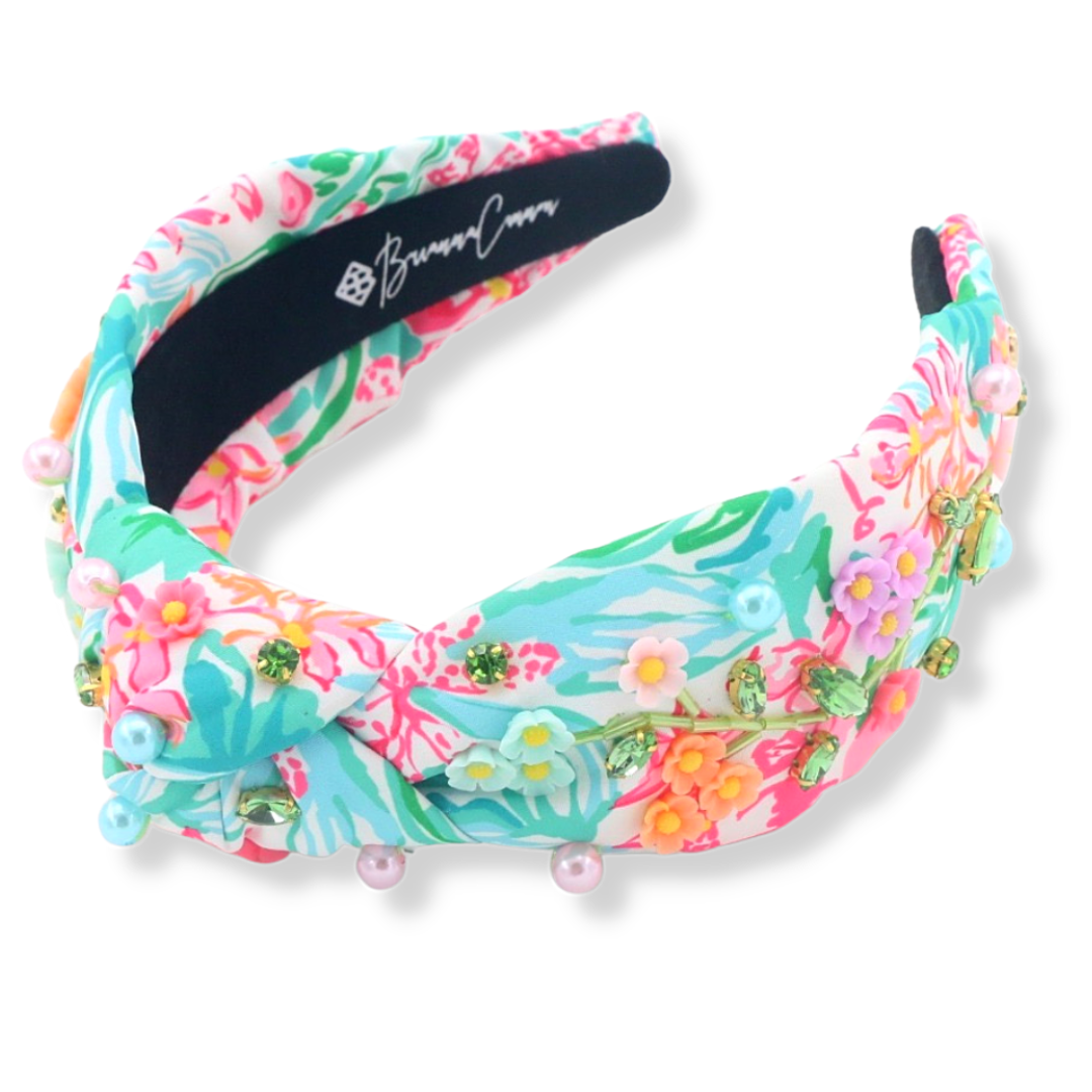 Spring Flower Garden Headband with Crystals and Pearls