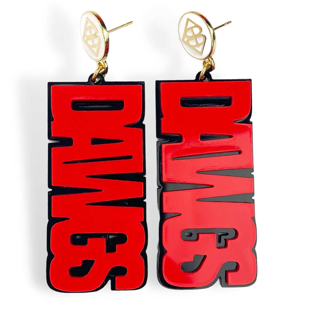 Red and Black DAWGS Earrings