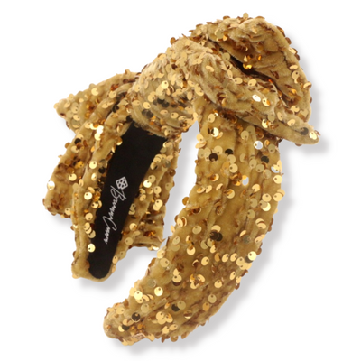 Adult Size Gold Sequin Side Bow Headband