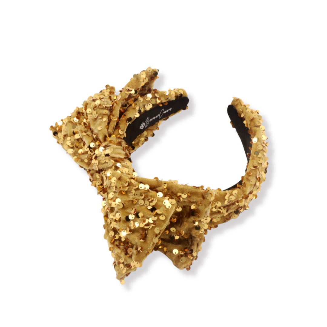 Child Size Gold Sequin Side Bow Headband