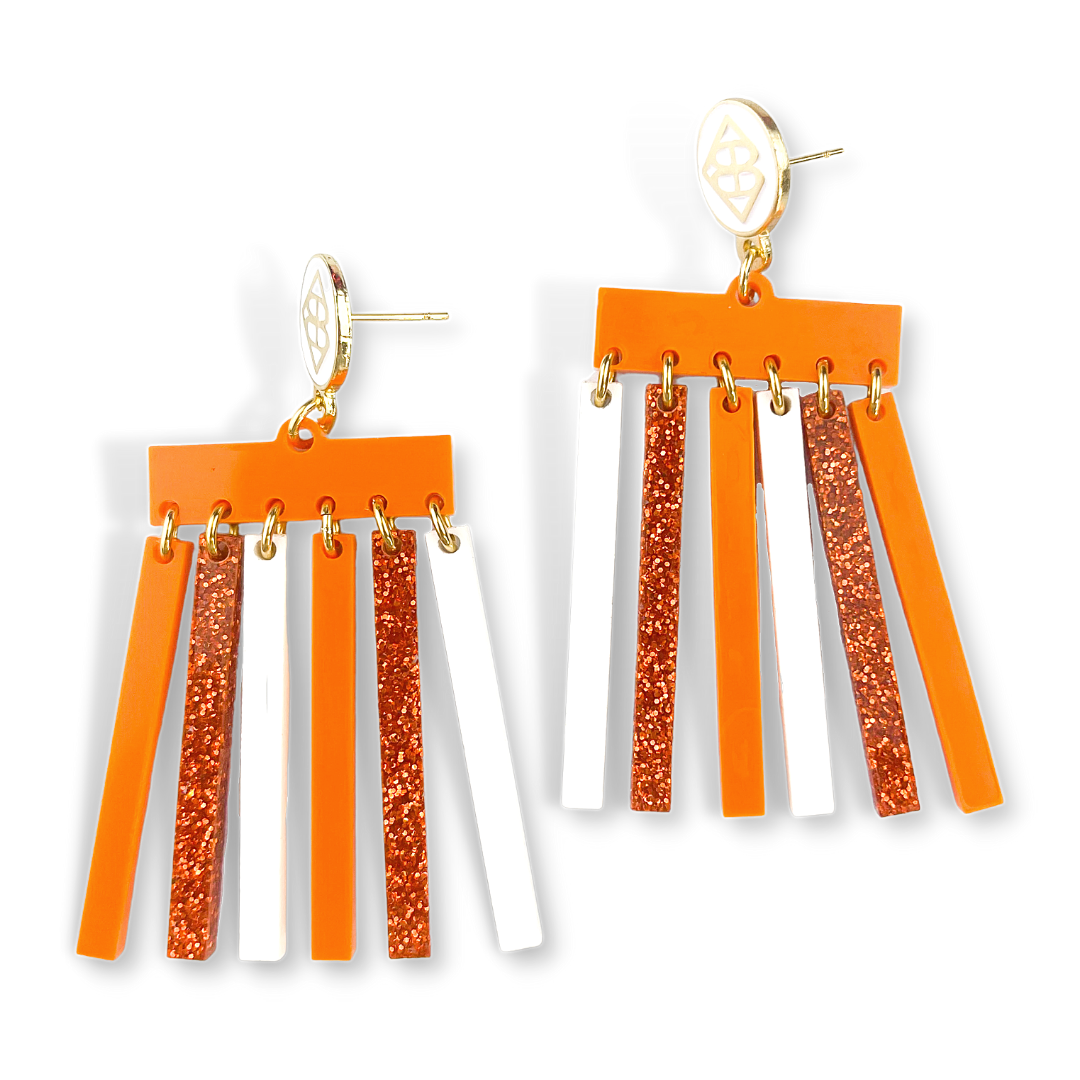 Orange and White Mod Dangle Earrings