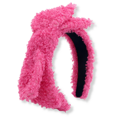 Adult Size Hot Pink Boucle Side Bow Headband