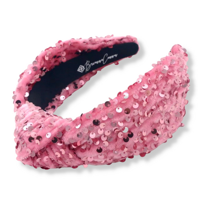 Pink Sequin Knotted Headband