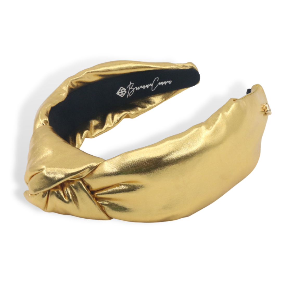 Gold Puff Metallic Knotted Headband