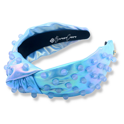 Iridescent Blue Headband with Beads