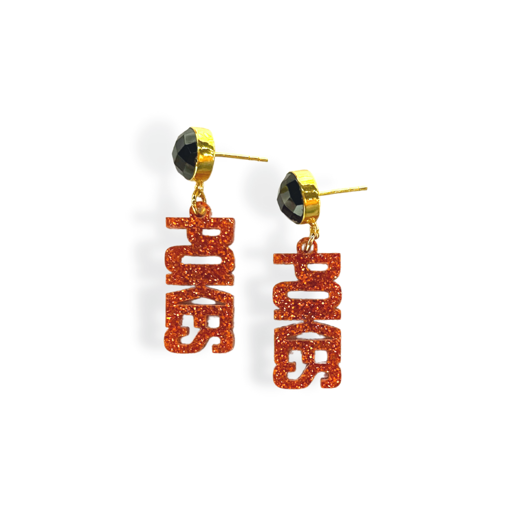 Mini Orange Glitter POKES Earrings