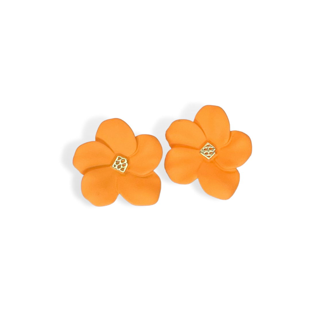 Orange Flower Stud with Logo