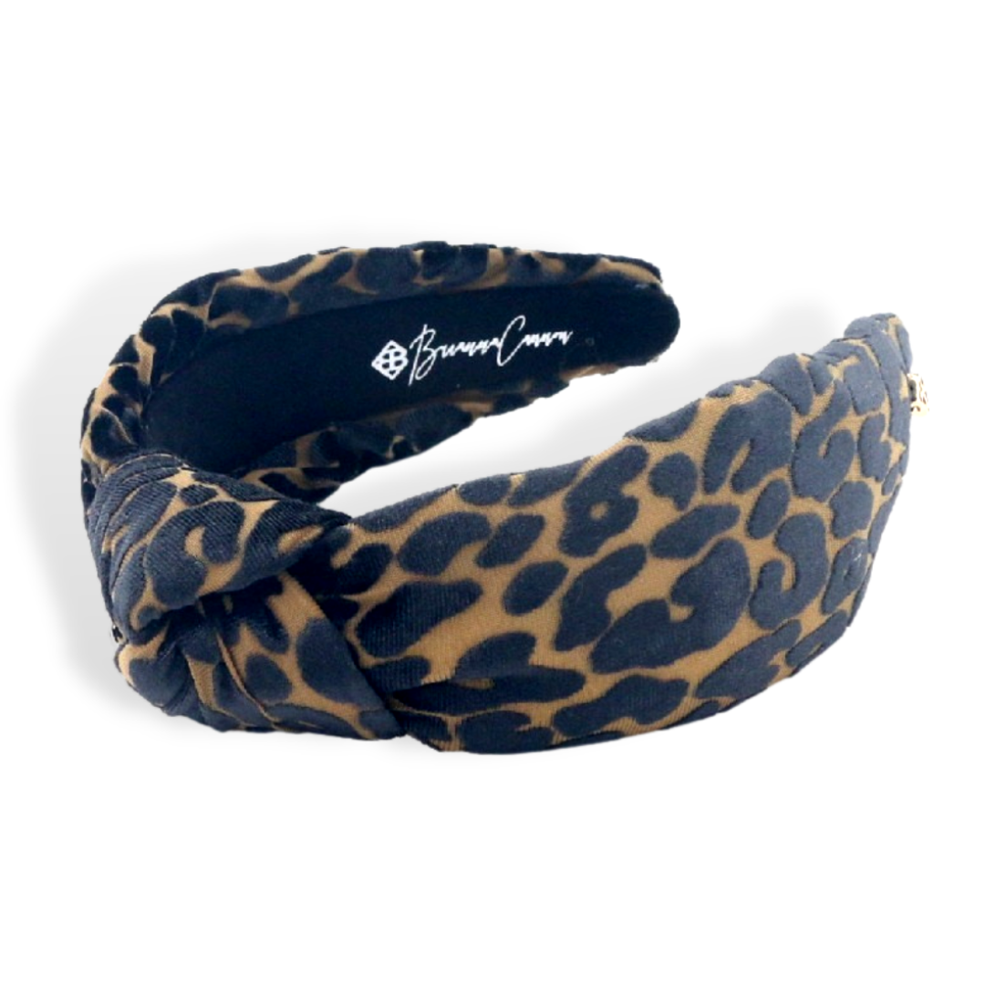 Black and Tan  Leopard Print Knotted Headband