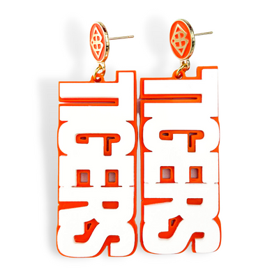 White and Orange TIGERS Earrings