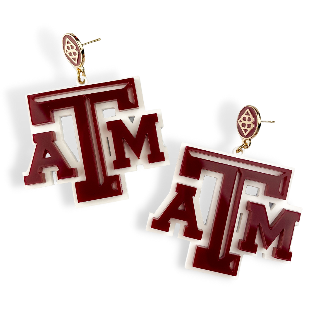 Texas A&M Maroon and White Logo Earrings
