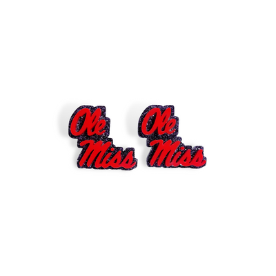 Red and Navy Glitter Ole Miss Studs