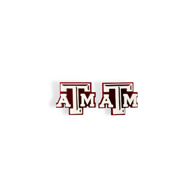 White Texas A&M Logo Studs