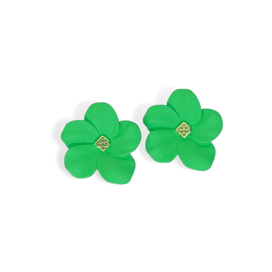 Green Flower Stud with Logo