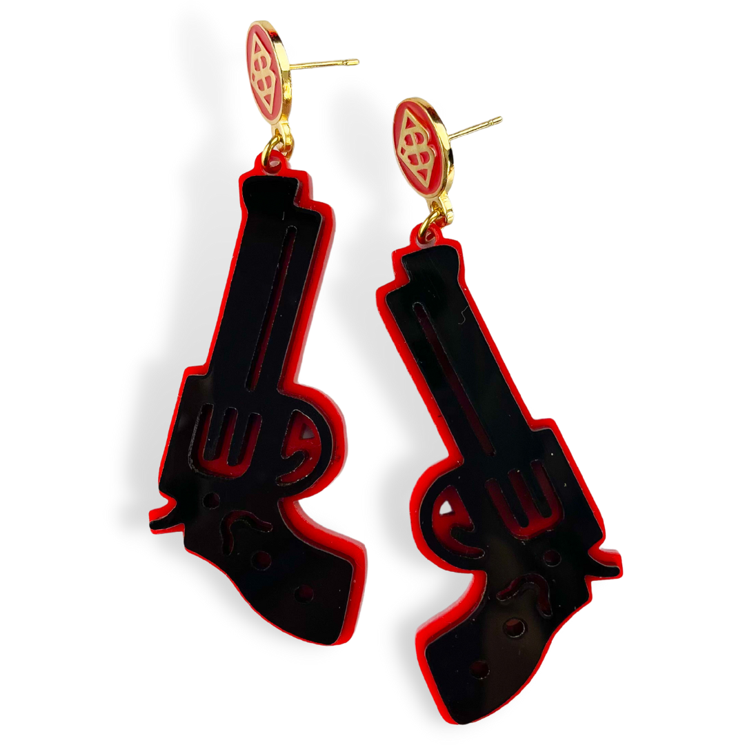 Black and Red Pistol Earrings
