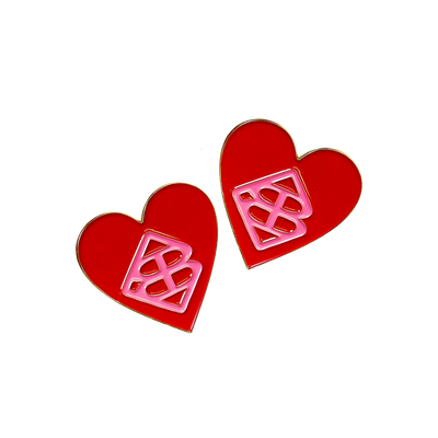 Red and Pink Logo Heart Large Studs