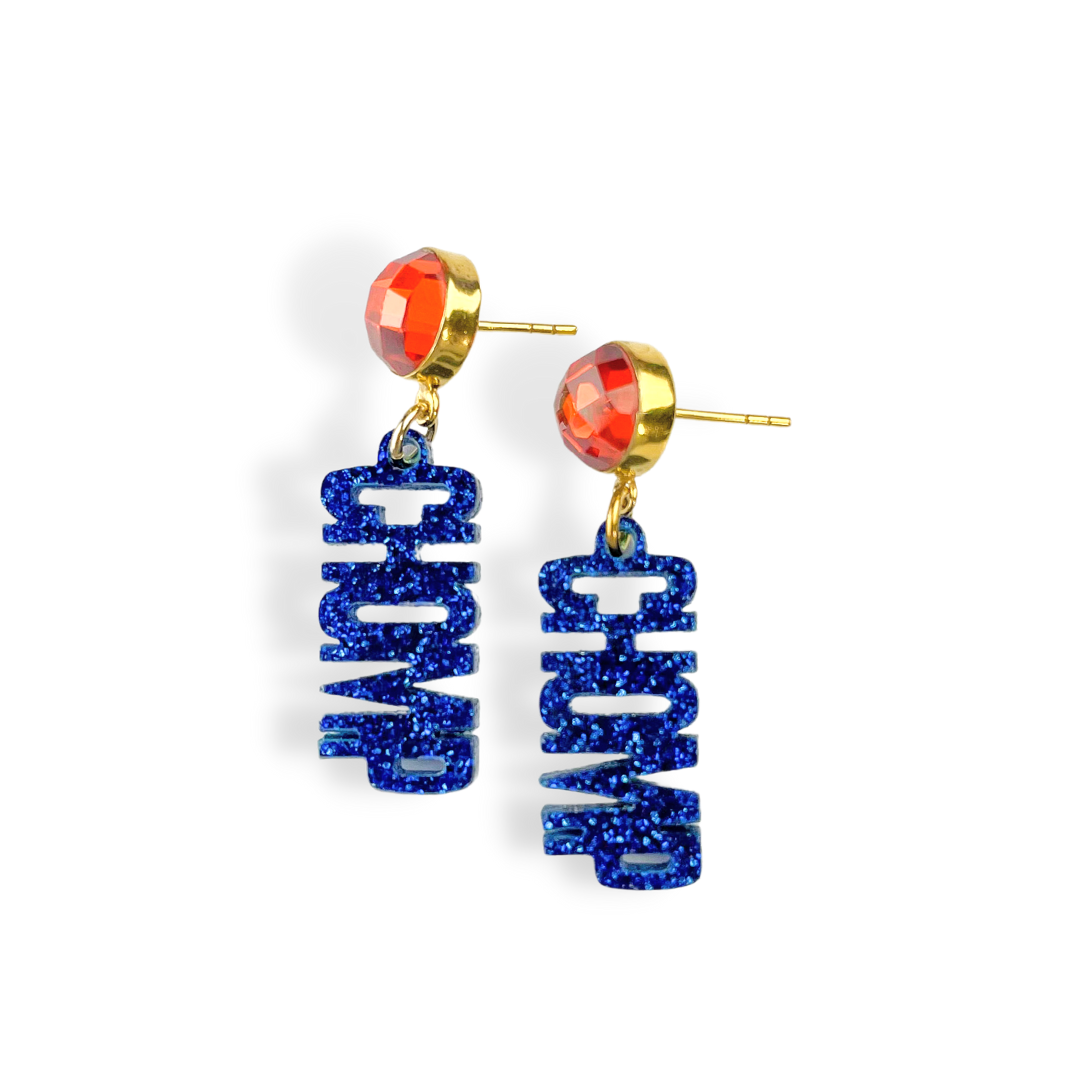 Mini Blue Glitter CHOMP CHOMP Earrings