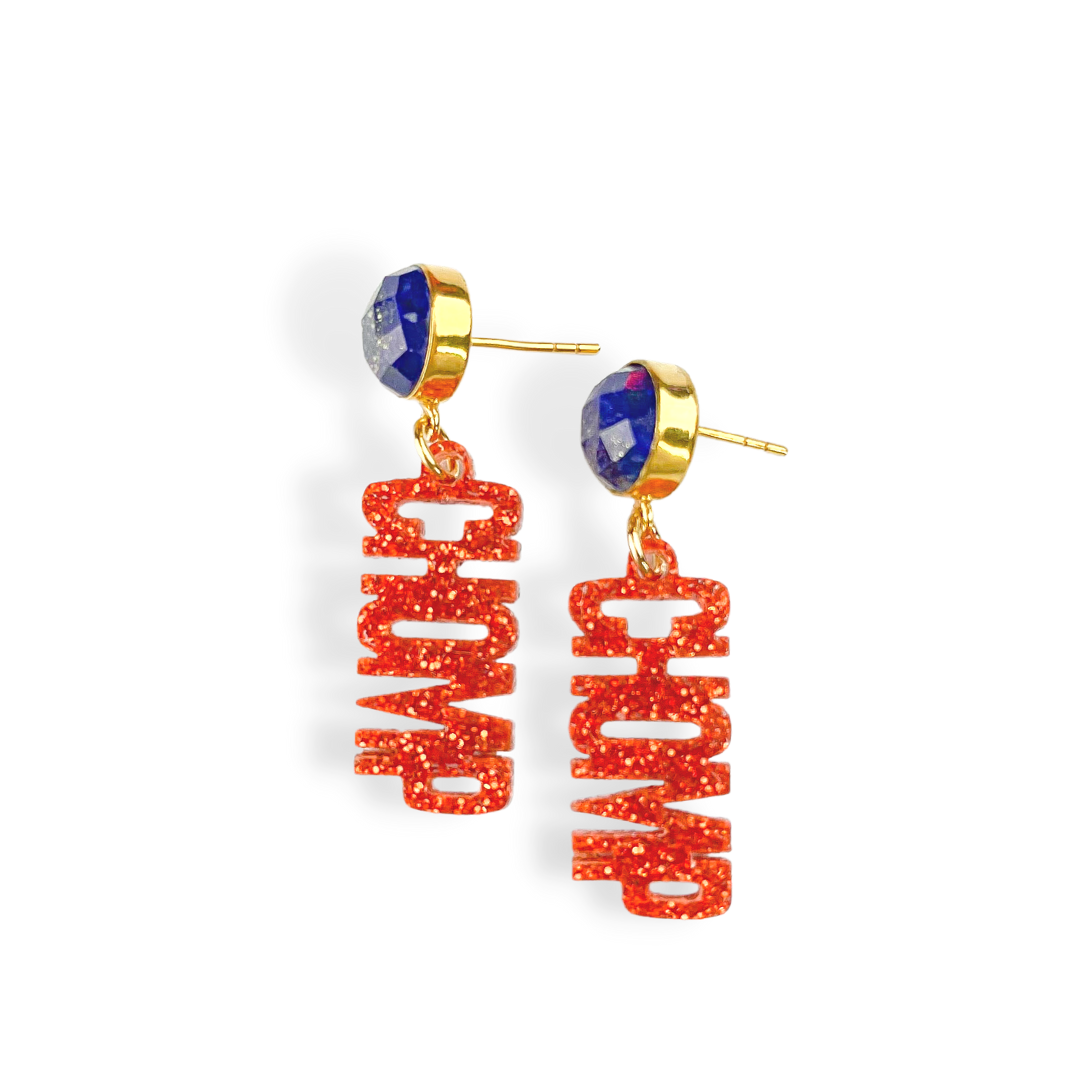 Mini Orange Glitter CHOMP CHOMP Earrings