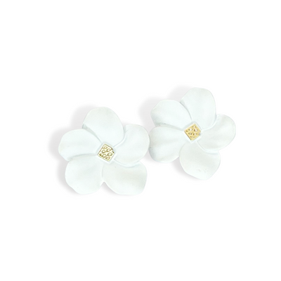 White Flower Stud with Logo