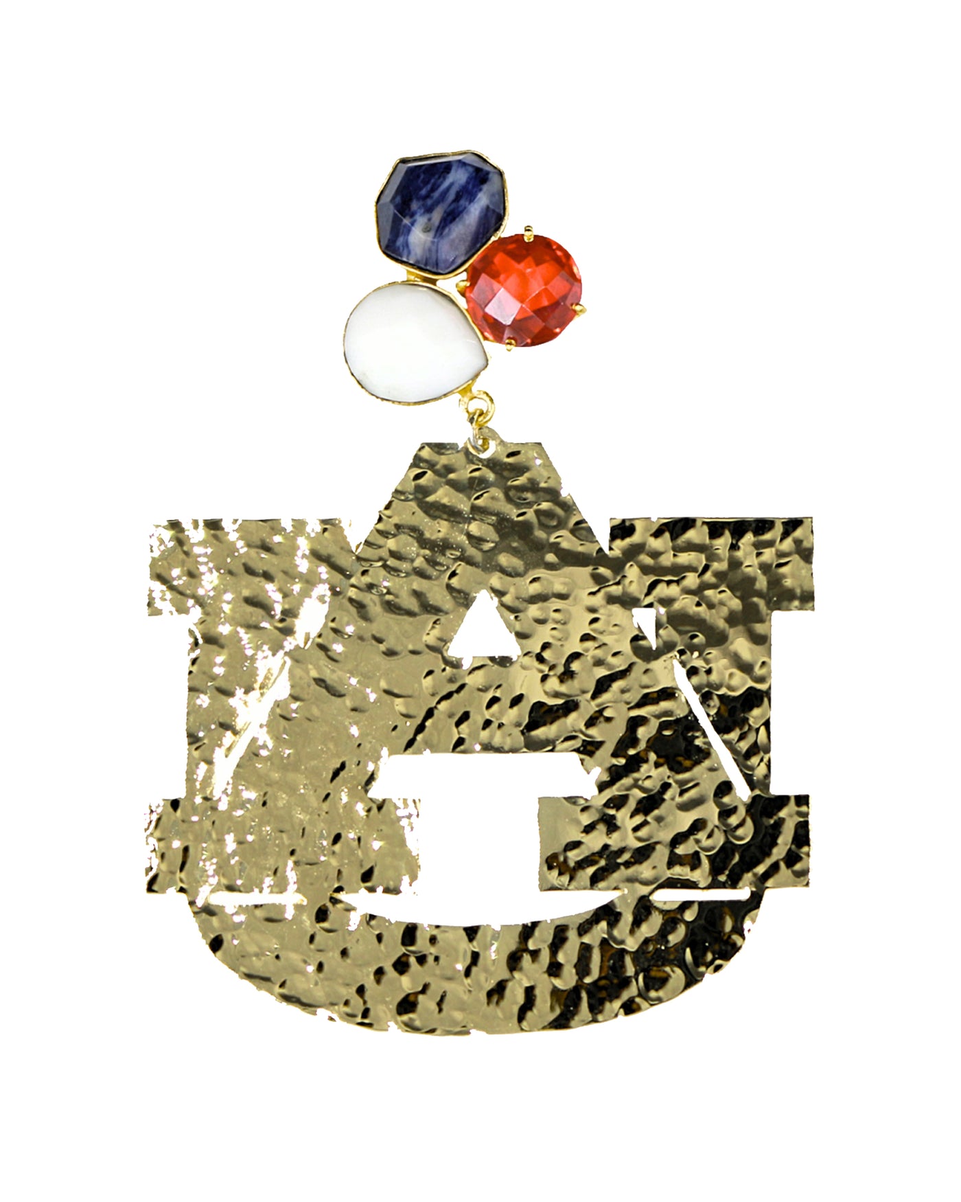 Auburn Gold Logo Earrings with 3 Gemstones